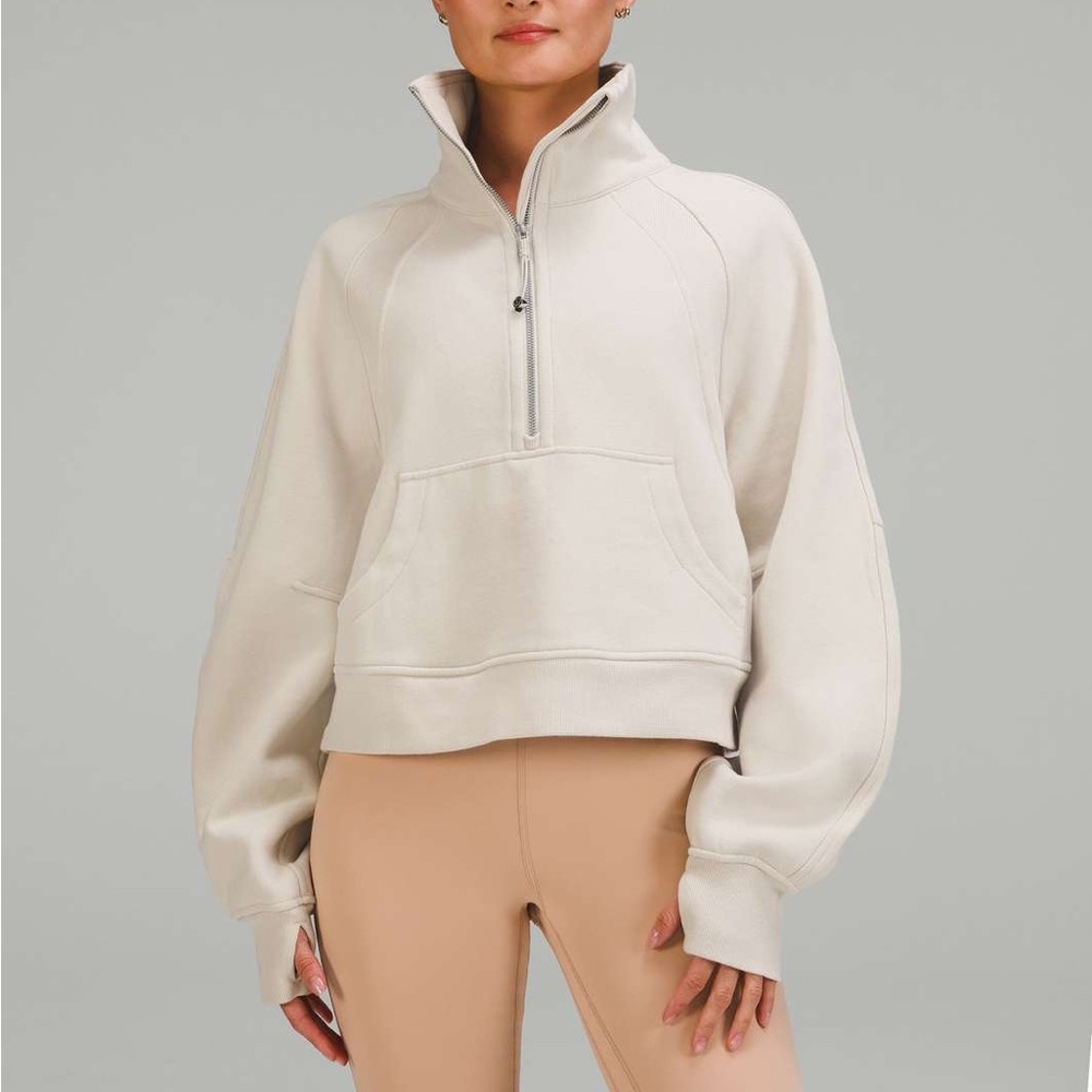 M/L Lululemon SCUBA OVERSIZED HALF-ZIP FUNNEL NECK - Natural Ivory